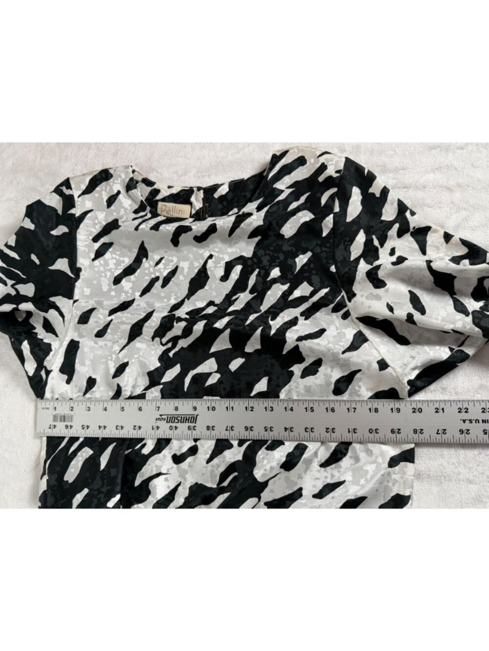Vintage Pellini By Von Bramlett Black & White Abstract Print Long Sleeve Dress - Picture 6 of 7